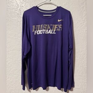 Nike Dri Fit University of Washington Huskies Football Long Sleeve Shirt